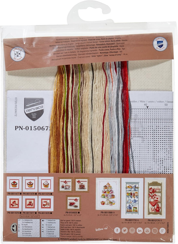 Vervaco Zählmuster Herrliche Törtchen Zählmusterpackung-Stickpackung im gezählten Kreuzstich, Baumwo
