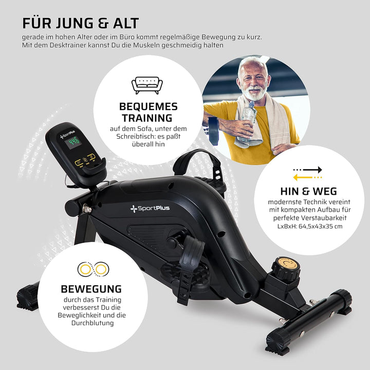 SportPlus | 2022 Modell | Beintrainer für zuhause & Büro, Mini-Heimtrainer mit Magnet-Bremse & 8 Wid