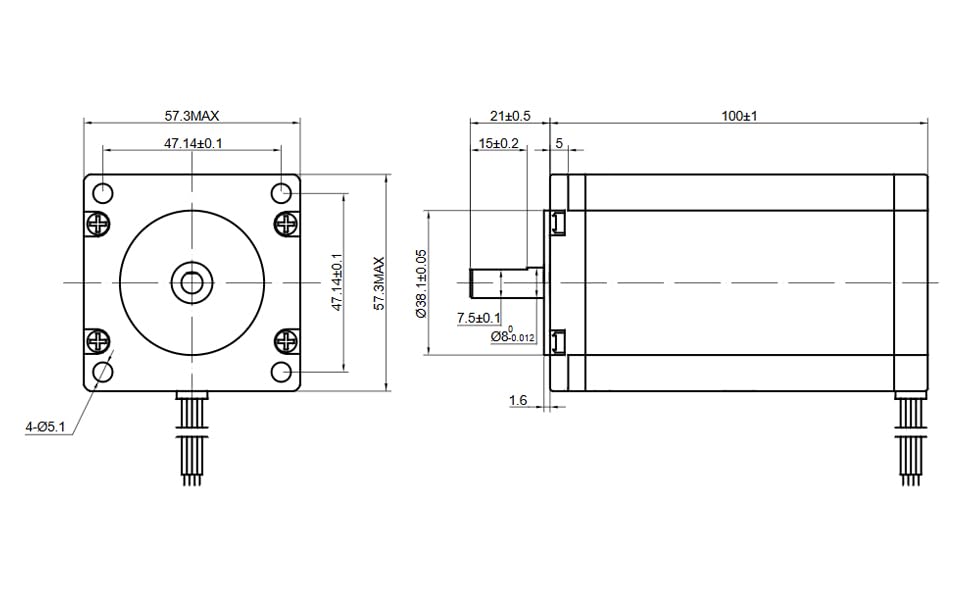STEPPERONLINE 1 Achse Schrittmotore CNC Kit 3.00Nm(424.83oz.in) 8mm Schaftdurchmesser 5.0A 100mm Län