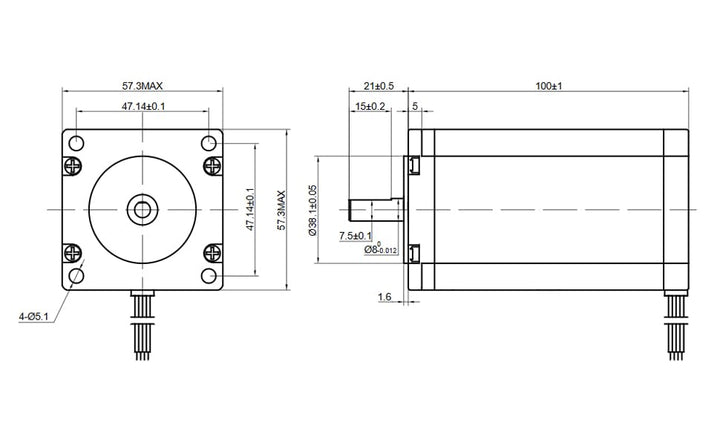 STEPPERONLINE 1 Achse Schrittmotore CNC Kit 3.00Nm(424.83oz.in) 8mm Schaftdurchmesser 5.0A 100mm Län