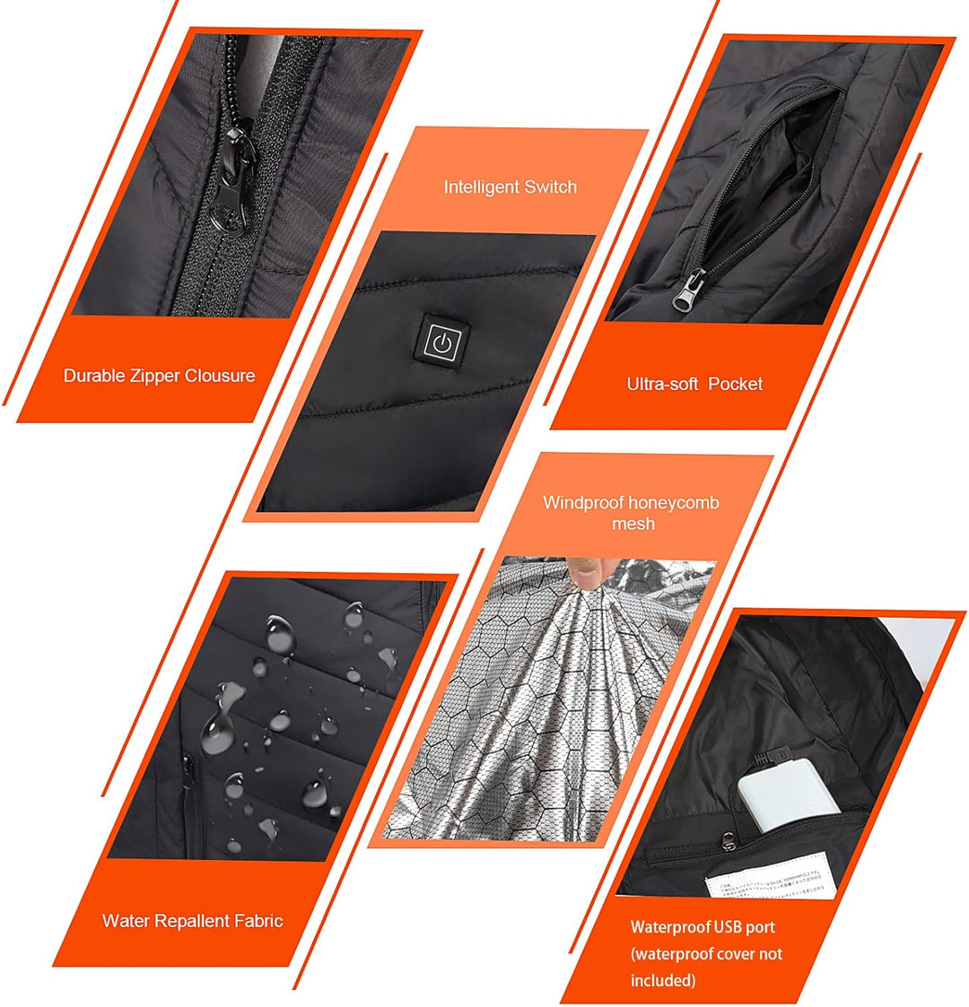 Monave Beheizbare Weste Damen Herren Beheizbare Jacke Heizweste Wärmeweste mit 3 Modi für Motorrad C