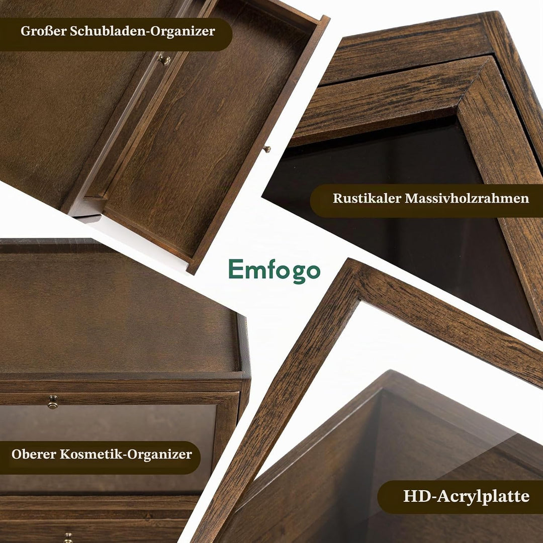 Parfüm Organizer Für Männer &amp; Frauen, Parfum Organizer aus Holz mit Schublade, Grosse Kapazität Stau