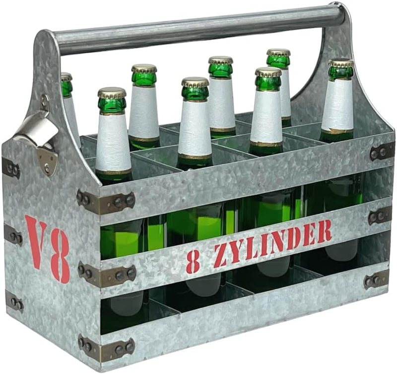 DanDiBo Bierträger Metall mit Öffner Flaschenträger 8 Zylinder V8 96404 Flaschenöffner Flaschenkorb