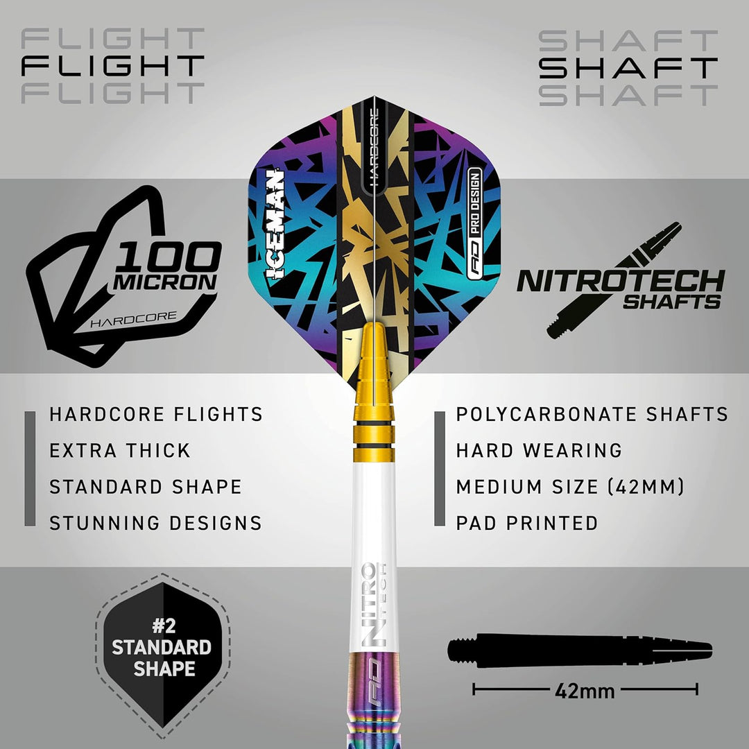 RED DRAGON Gerwyn Iceman Price Ionic Premium Tungsten Darts Set mit Flights und Stielen 21.0 Gramm,