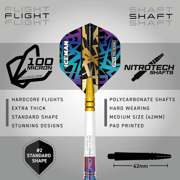 RED DRAGON Gerwyn Iceman Price Ionic Premium Tungsten Darts Set mit Flights und Stielen 21.0 Gramm,