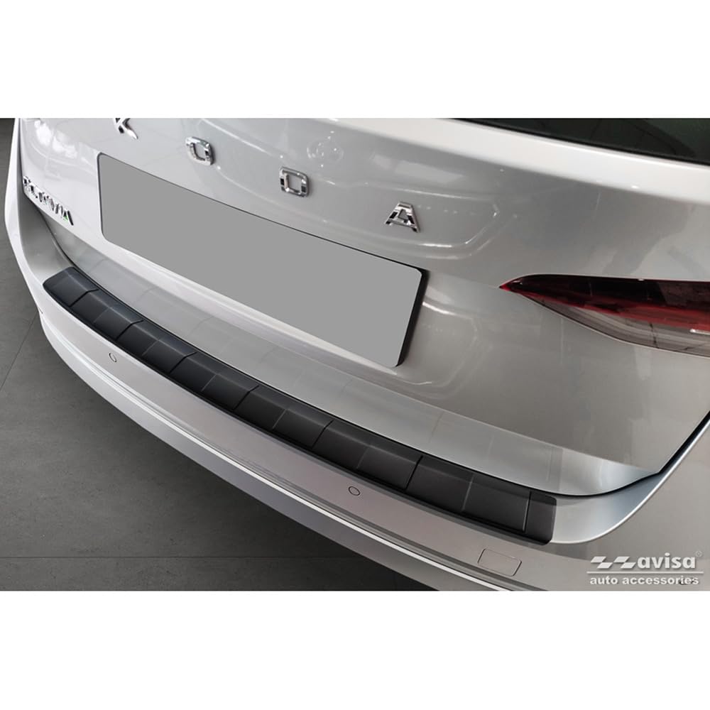 Avisa Matt-Schwarz Edelstahl Heckstossstangenschutz kompatibel mit Skoda Octavia Combi (NX5) inkl. R