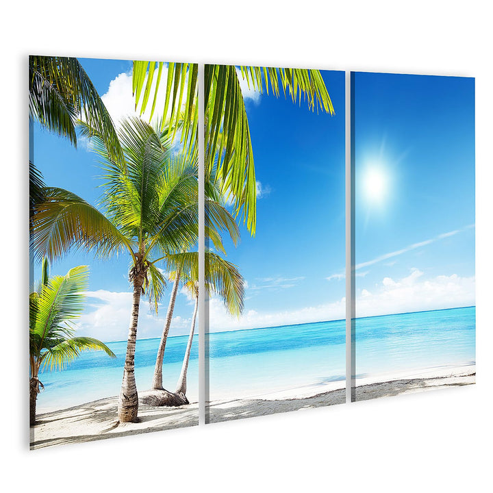 islandburner Bild auf Leinwand Karibisches Meer Strand Unter Palmen Bilder Wandbilder Poster Leinwan