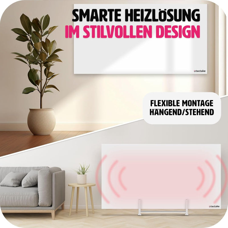 tectake Hybrid Infrarot Heizung mit Thermostat und Kippschutz, Infrarotheizung Standgerät, Wandheizu