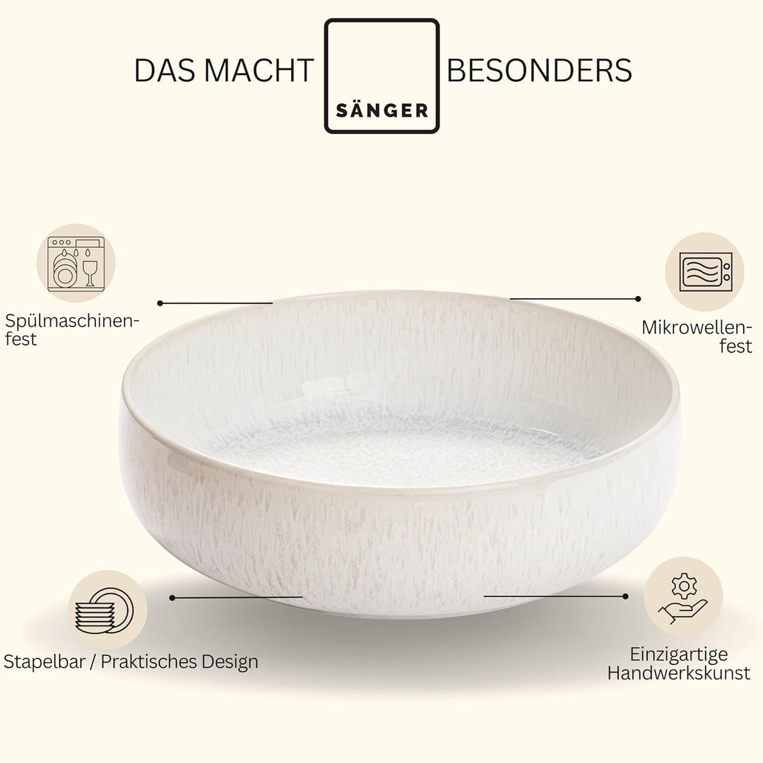 Sänger | Servierschale Korfu, Grosse Schale aus hochwertigem Steingut Handmade, Salatschale & Obstsc