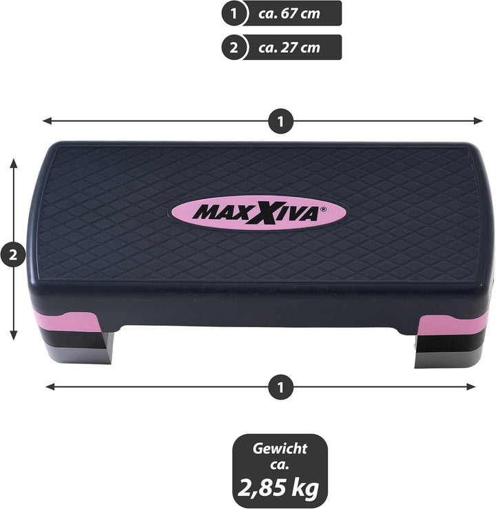 MAXXIVA® Stepper Aerobic-Fitness-Steppbrett 80 x 30,5// 67 x 27 x 10/15/20 cm höhenverstellbar Homet