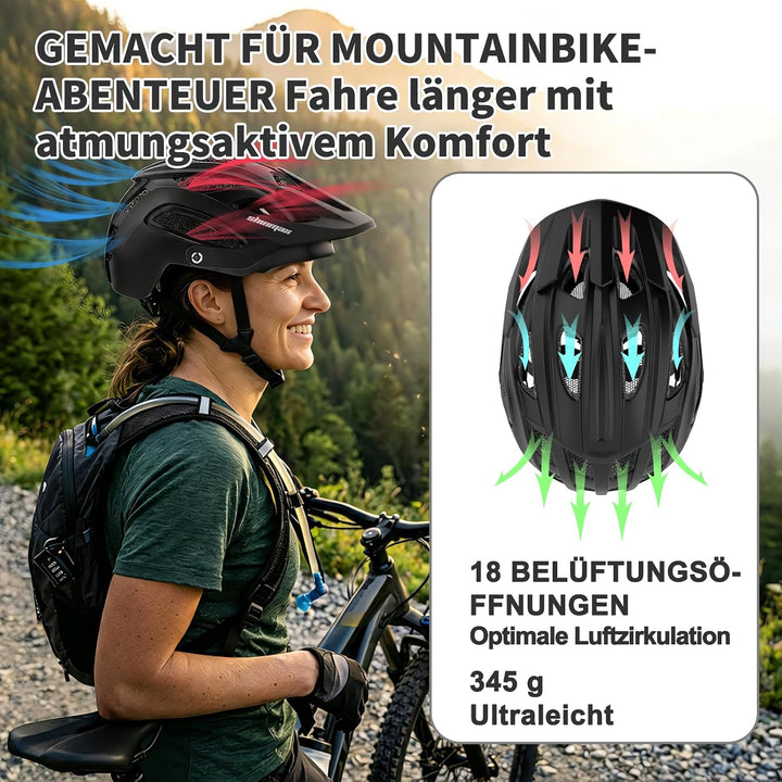Shinmax Fahrradhelm für Herren Damen, Fahrrad Helm mit Beweglich Visier Schwarz M(54-58CM), Schwarz