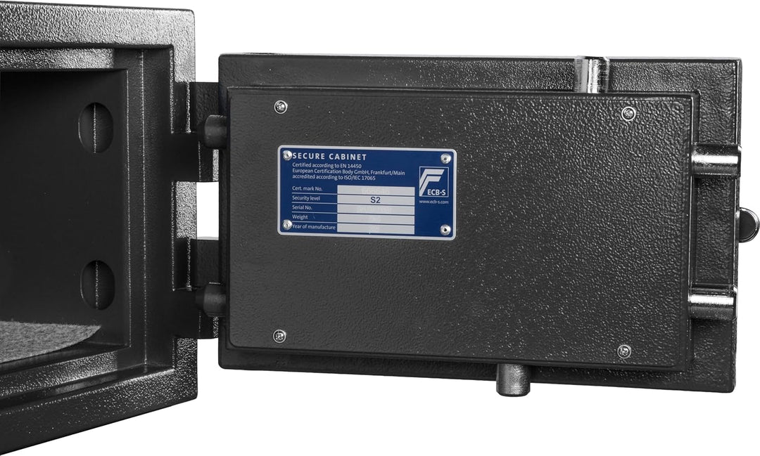 Elektronischer Safe zertifiziert g EN 14450:2017 S2 Standard ECB-Certification mit Doppelbartschloss