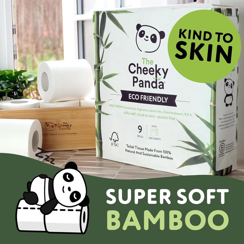 The Cheeky Panda Toilettenpapier aus Bambus - 48 Rollen mit je 200 Blatt - 3-Lagig - Hypoallergen -