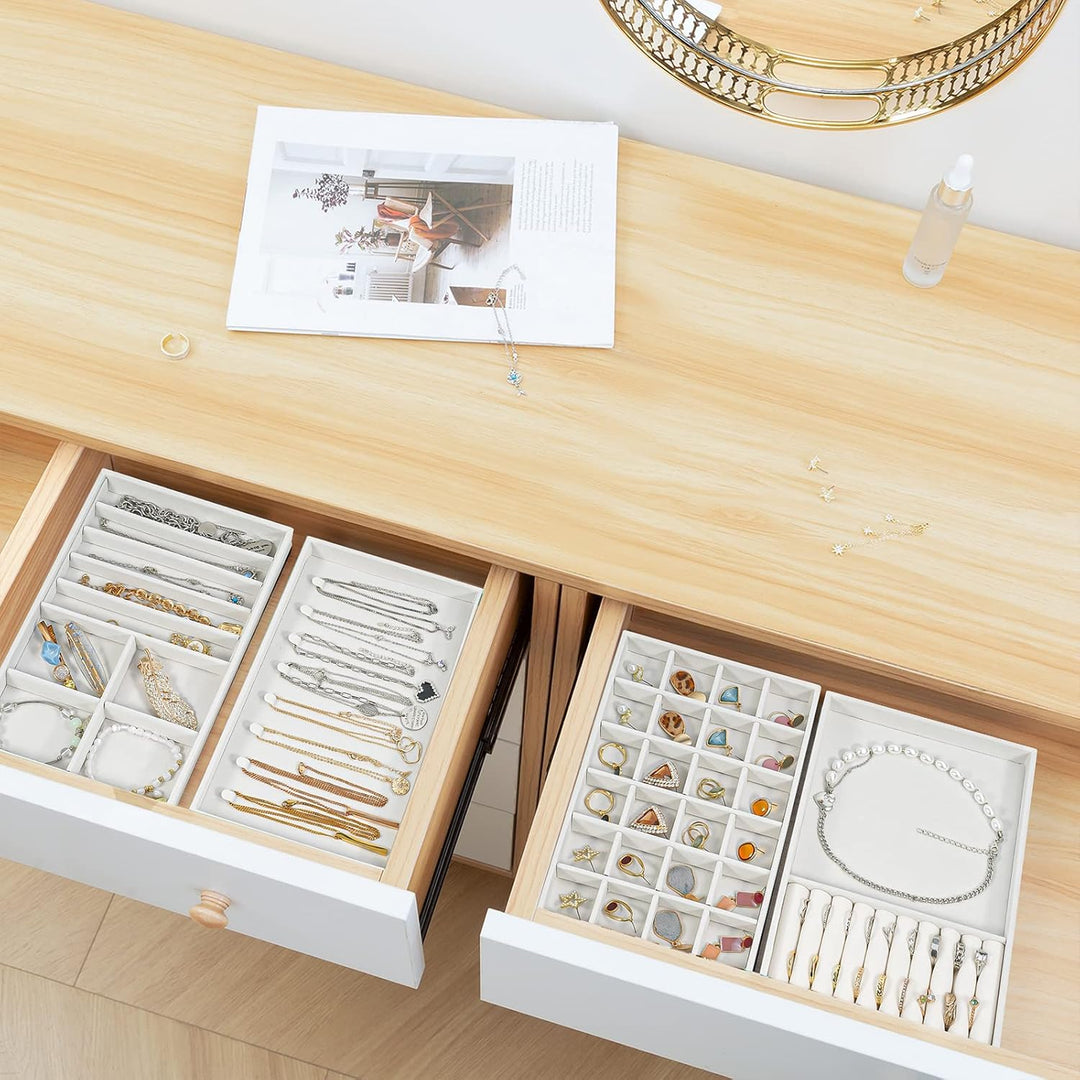 ProCase Schmucktablett Organizer Set mit 4 Schmuckschalen, Stapelbar Schmuck Schublade Organizer, Sc
