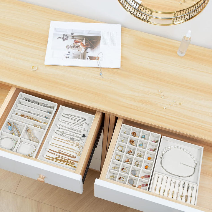 ProCase Schmucktablett Organizer Set mit 4 Schmuckschalen, Stapelbar Schmuck Schublade Organizer, Sc
