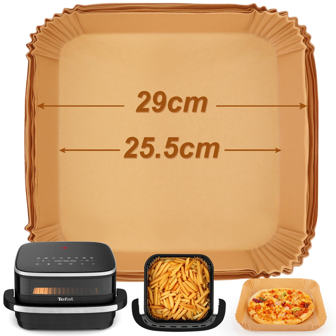 BYKITCHEN 100 Stück Grösse Backpapier für Heissluftfritteuse Tefal Easy Fry XL Surface 4L, 25.5cm Ai