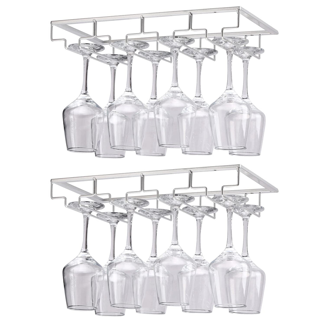 YunNasi 2 Stück 4 Reihige Weinglashalter Gläserhalter aus Metall Gläserschiene Halter Unter Schrank