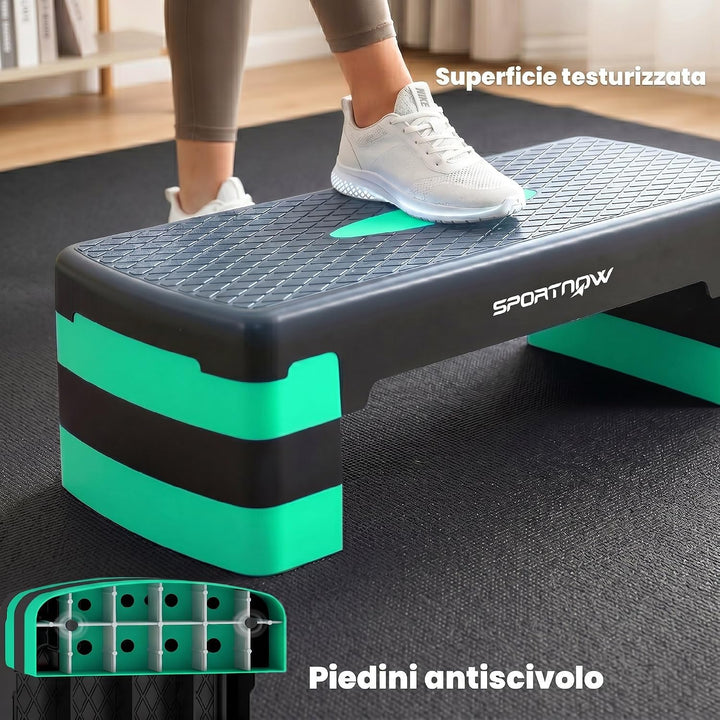 SPORTNOW Aerobic Stepper verstellbar, Step Gym mit Höhe 10/15/20 cm, Stepper Fitness Zuhause für Hei