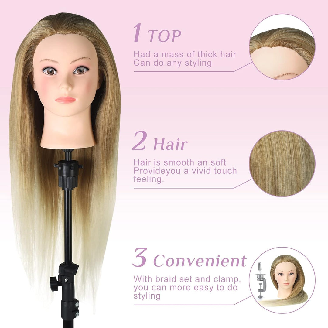 Neverland Frisierkopf Friseur Echthaar Übungskopf Friseurkopf Trainingsköpfe (26” Ombre Golden), 26”