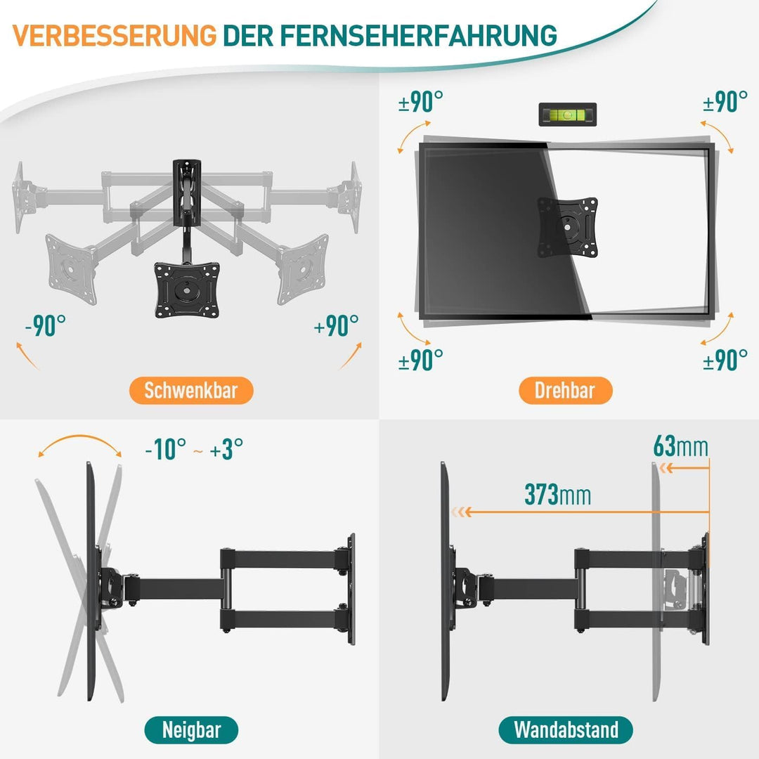 ELIVED Monitor Wandhalterung Schwenkbar Neigbar für die meisten 14-30 Zoll Bildschirme bis 15kg, Max