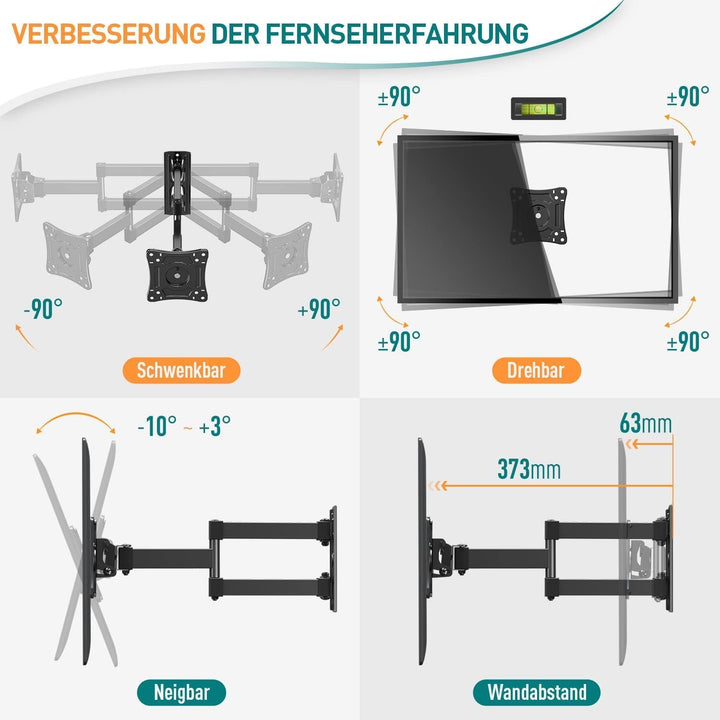 ELIVED Monitor Wandhalterung Schwenkbar Neigbar für die meisten 14-30 Zoll Bildschirme bis 15kg, Max