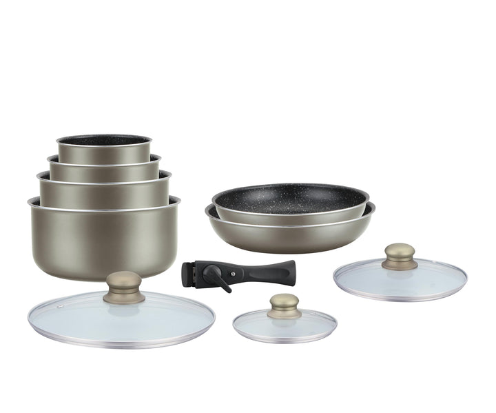 Herzberg Cookware Set - Induction Pot Set - All Heat Pot and Pan Set - Stone Coating Cookware Set wi