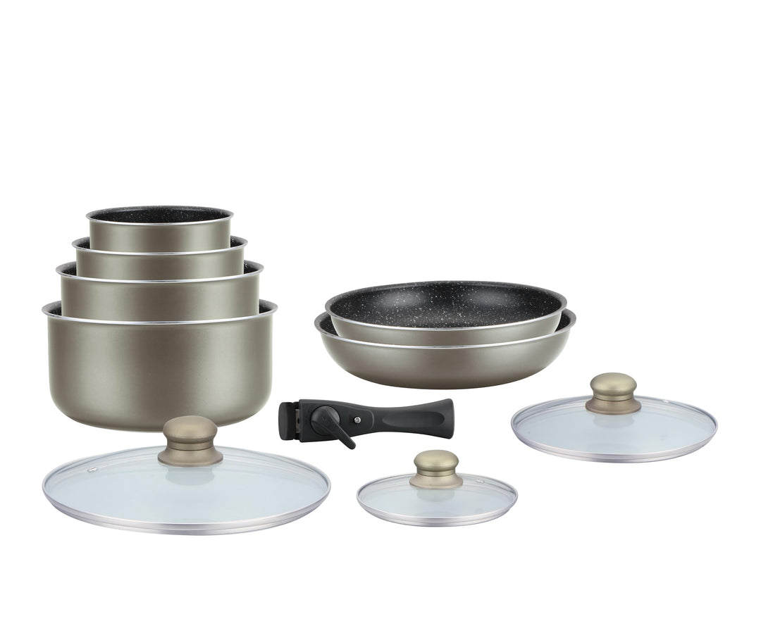 HAGEN, Stone coated cookware, Removable handle, 10 pieces, Carbon, Non-stick coating, All burners, i