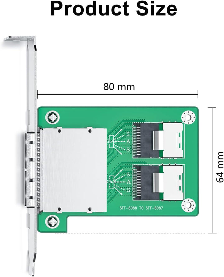 10Gtek SAS Adapter 2X Internal SFF-8087 to 2X External SFF-8088 Slot 8087 Slot to 8088 Slot, 8087 Sl