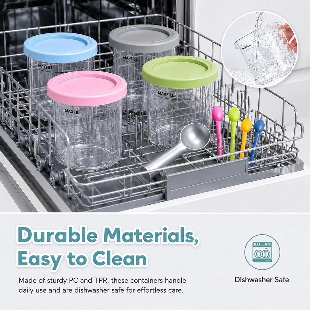 Eisbehälter 4er Set 473ml kompatibel mit Ninja NC301 NC300 NC299AMZ Serie | Ersatzbecher für Eismasc