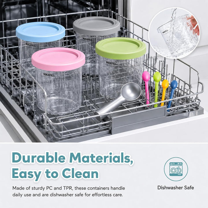 Eisbehälter 4er Set 473ml kompatibel mit Ninja NC301 NC300 NC299AMZ Serie | Ersatzbecher für Eismasc