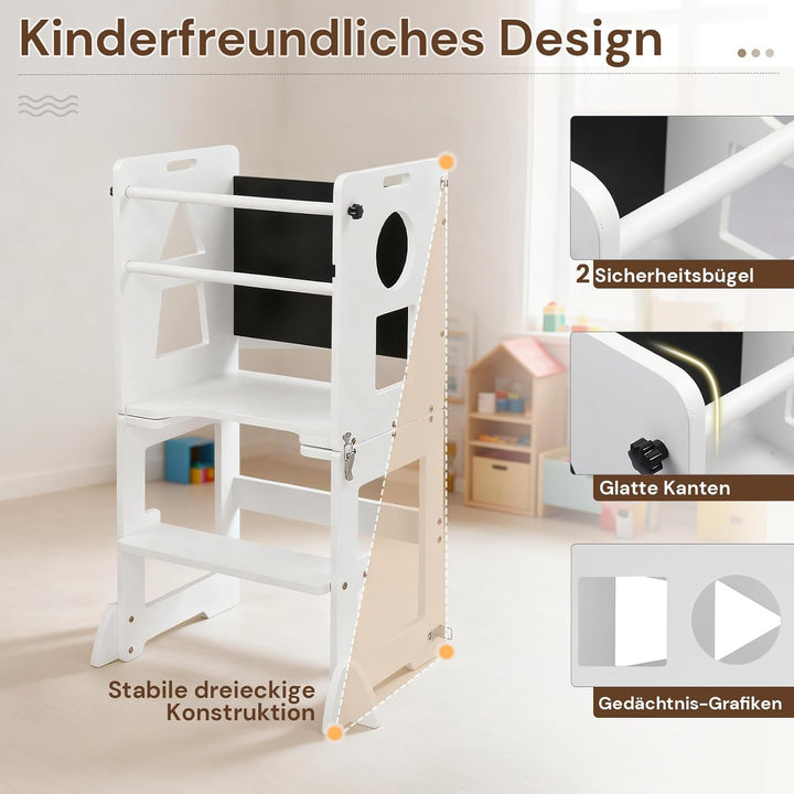 LEADZM Lernturm ab 1 Jahr，Lernturm Klappbar，Montessori Spielzeug ab 1 Jahr，Learning Tower，für Küche