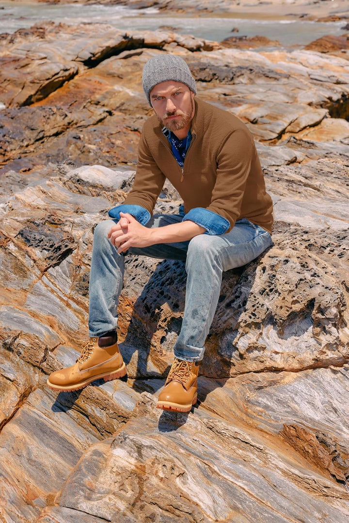 PaulJones Troyer Pullover Herren Strickpullover mit Reissverschluss und Stehkragen Arbeitspullover M