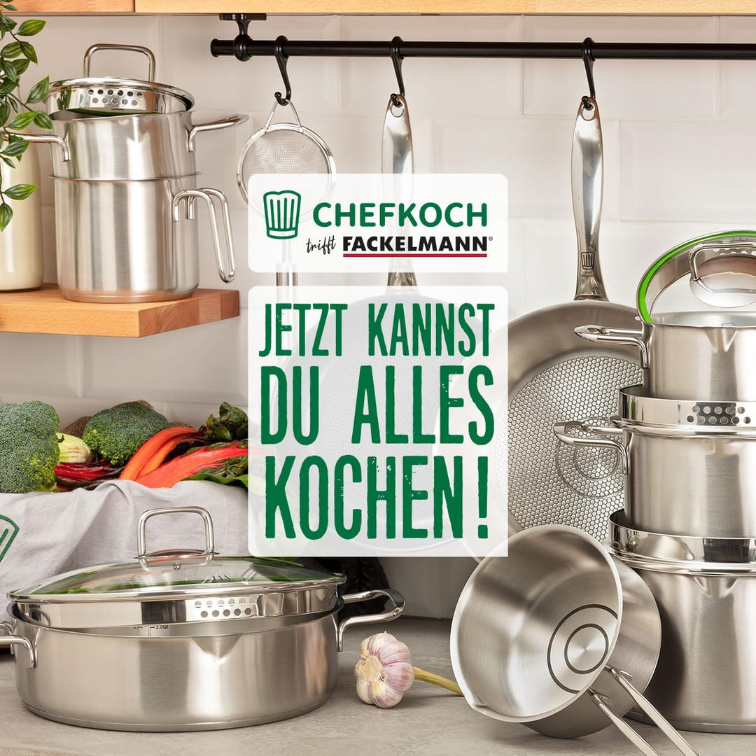 FACKELMANN Chefkoch Bratpfannen 2er-Set München aus Edelstahl Ø 28 & 24cm, Induktionsgeeignet & Spül