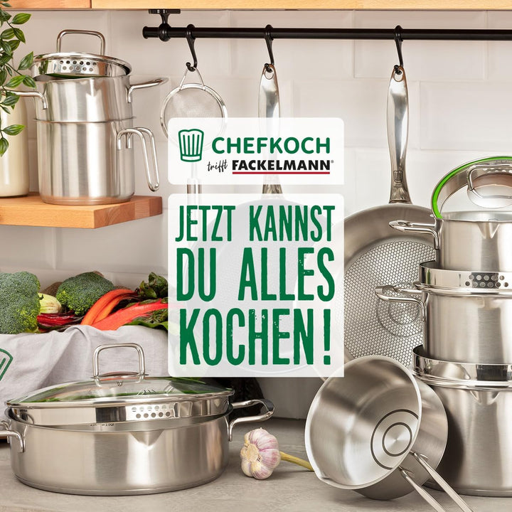 FACKELMANN Chefkoch Bratpfannen 2er-Set München aus Edelstahl Ø 28 & 24cm, Induktionsgeeignet & Spül