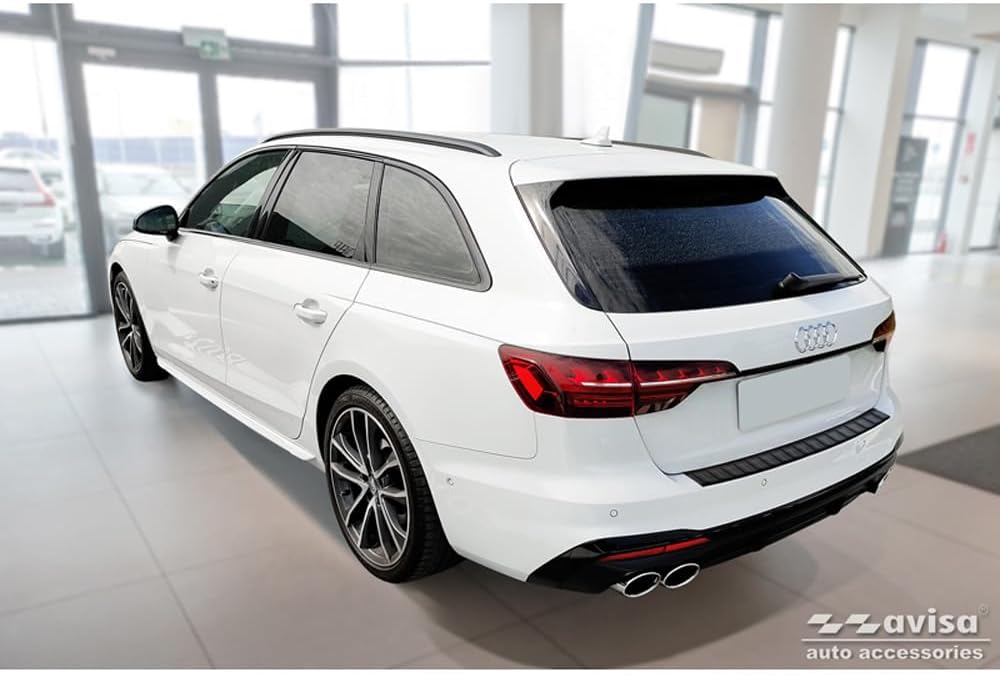 Avisa Matt-Schwarz Edelstahl Heckstossstangenschutz kompatibel mit Audi A4 Avant S-Line 2015-2019 &