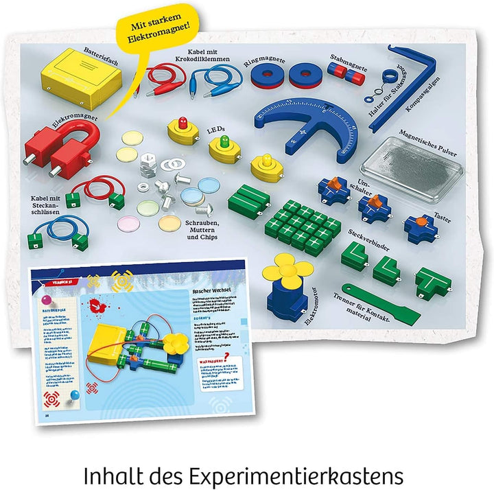 KOSMOS 620639 Elektro & Co. Elektro-Wissen leicht gemacht, Einsteiger-Experimente zu Strom, Magnete,