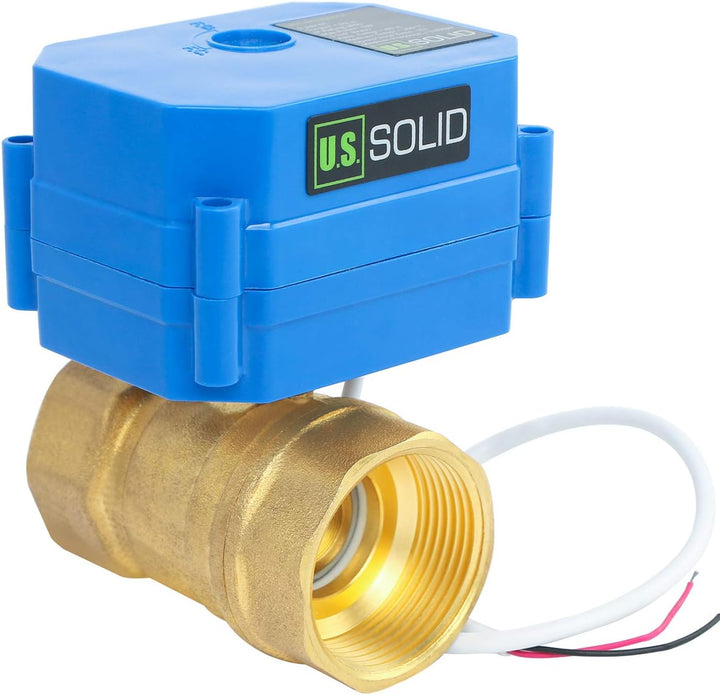 U.S. Solid 1 1/4" Motorkugelhahn Messing 2 Wege Elektrischer Kugelhahn 9–24 V DC, DN32, 2 Drähte, Au