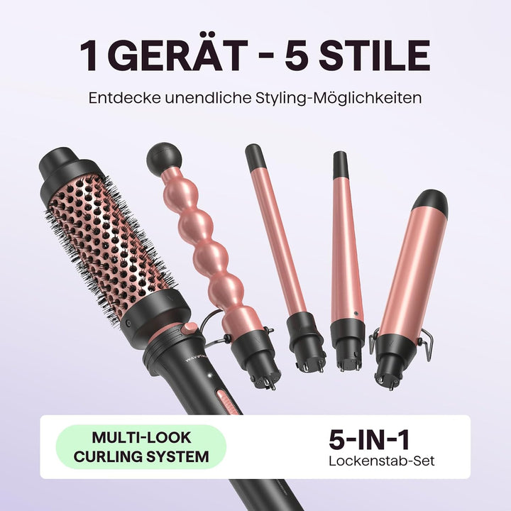 Wavytalk Lockenstab, 5-in-1 Lockenstäbe Set mit Lockenbürste und 4 austauschbaren Lockenwickler Kera