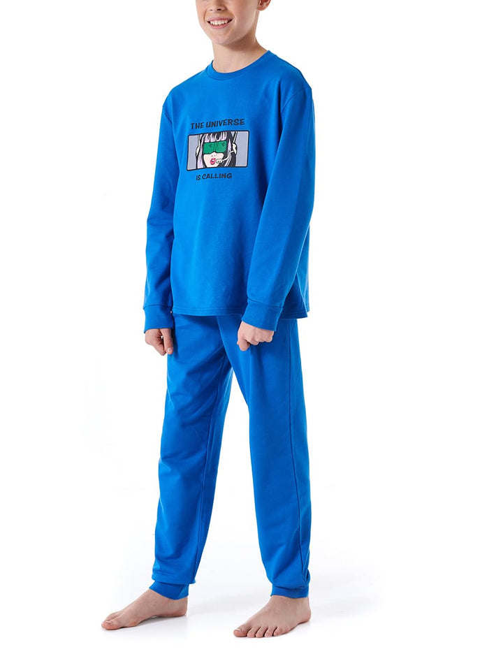 Schiesser Jungen Schlafanzug Set Pyjama warme Qualitäten Frottee - Fleece - Interlock - Grösse 140 b