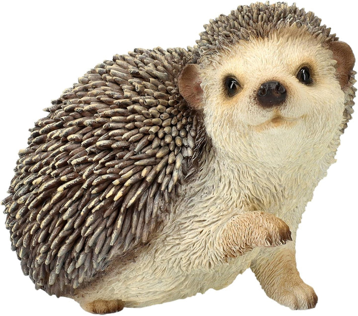 Gartenfigur Igel hebt rechte Pfote – Lebensechte Igelfigur von HotAnt, 13 cm Breite, wetterfest & ha