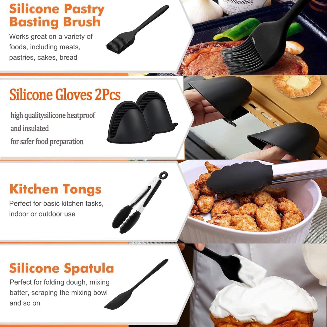 Ninja Heissluftfritteusen-Zubehör 10er Set inklusive Silikon-Unterlage & Dual-Luftfritteusen-Racks &