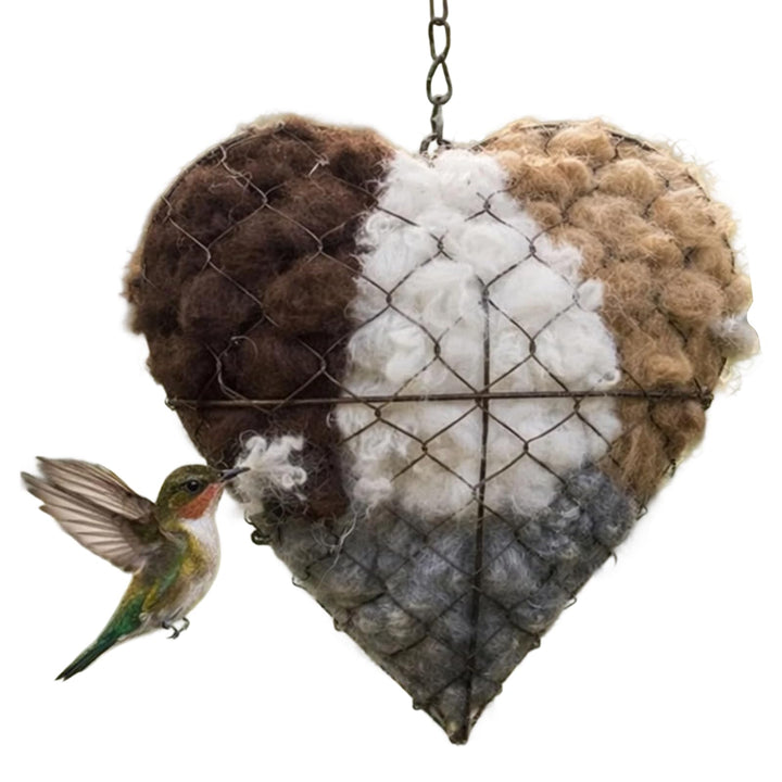 Nistmaterial für Wildvögel, Handgemachtes Herzförmiges Edelstahl Nistmaterial für Vögel mit natürlic