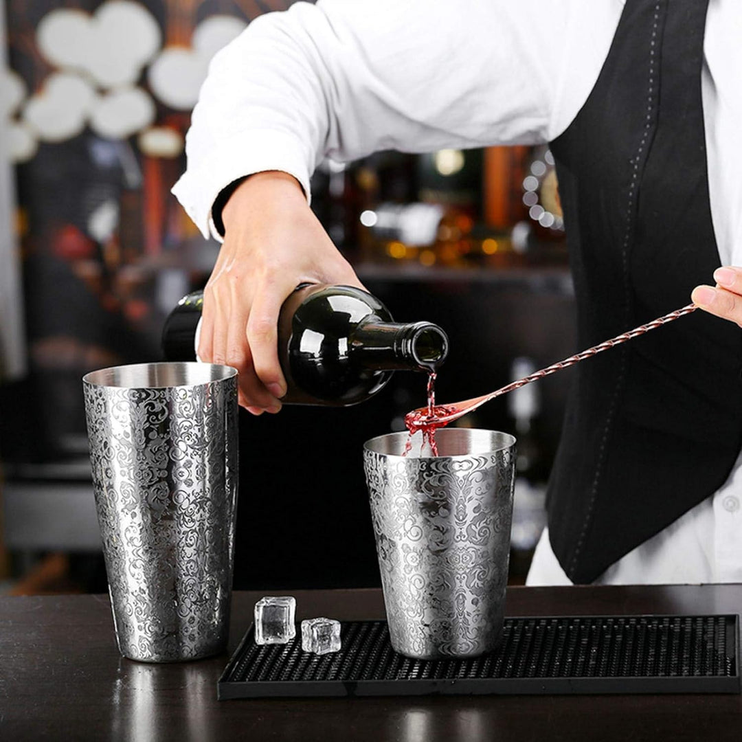 Cocktail Shaker, gravierter Boston Shaker Multifunktionaler Getränkeshaker, für Barkeeper Bar, die E
