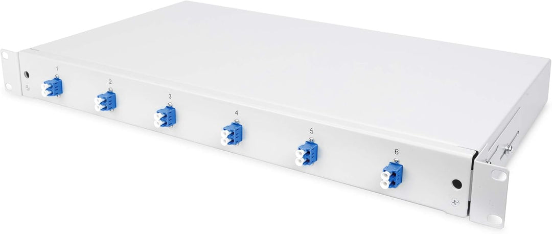 DIGITUS LWL Spleissbox 6 Kupplungen - LC - OS2 - 1HE - 19-Zoll - Multi-Mode Simplex - Mit Spleiss-Ka