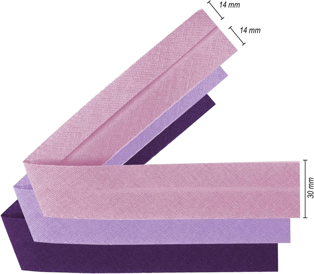 TEXTEX = 30 mm Breites Schrägband. 50% Baumwolle und 50% Polyester. Packung mit 3 Stück à 10 m - (Ro