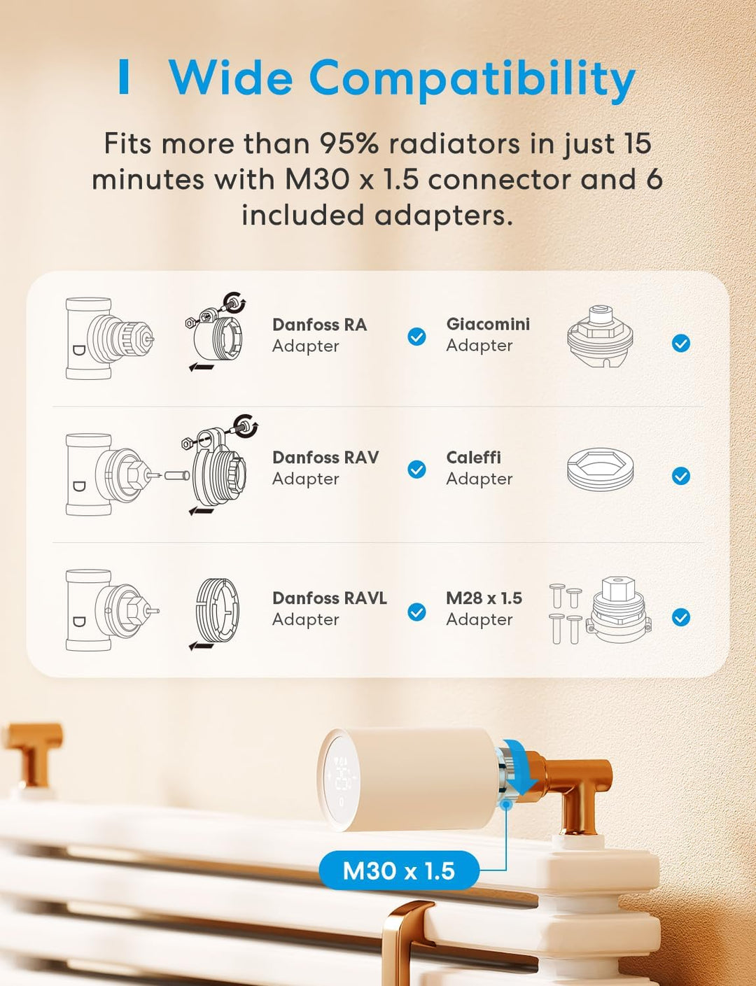 Meross Matter Heizkörperthermostat WLAN Heizungsthermostat benötigt extra Hub Smart Thermostat WLAN