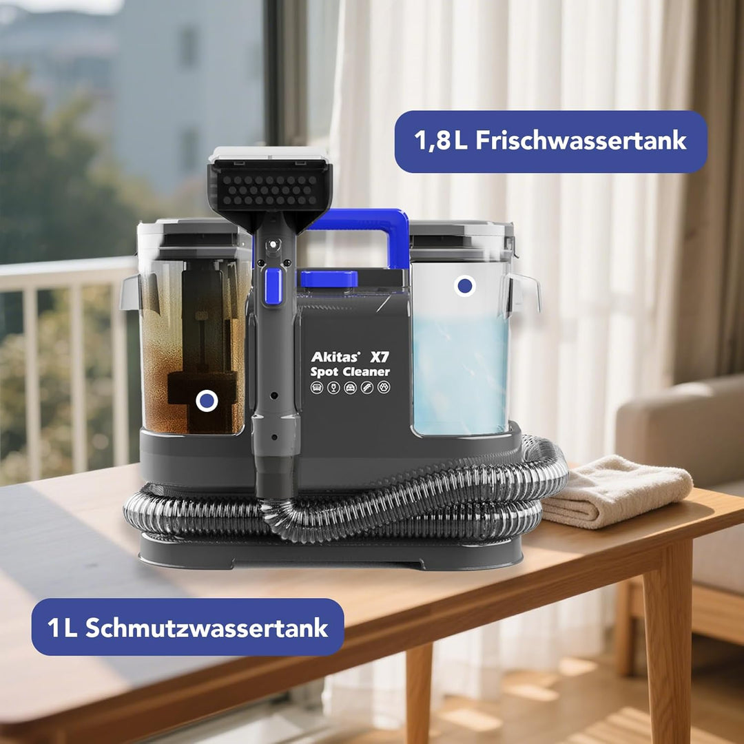 Akitas X7 600W Waschsauger, Polsterreiniger Gerät, 2-Tank Nasssauger, Selbstreinigung, Leicht für Ti