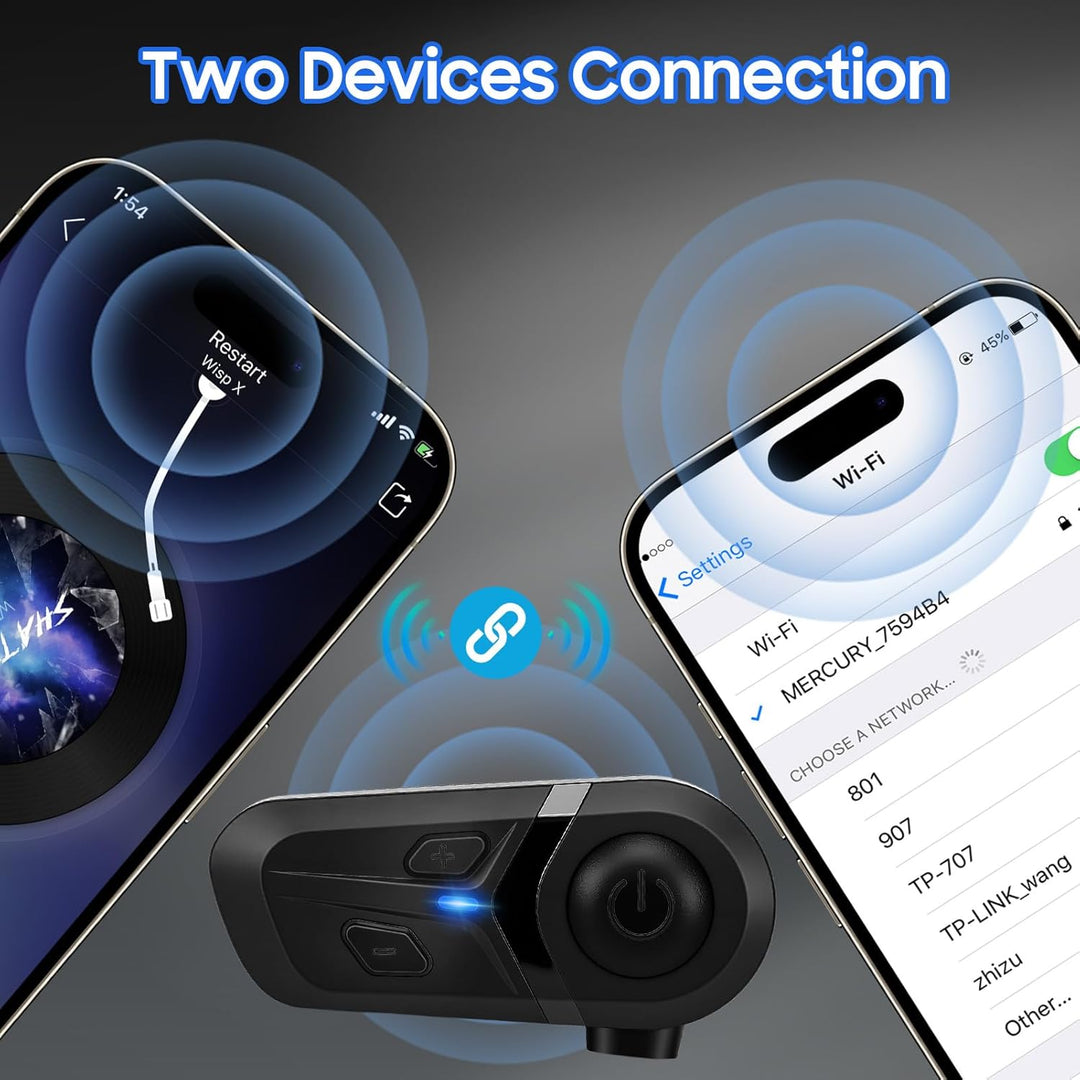 Motorrad Bluetooth Headset, Motorradhelm Headset mit Sprachassistent, Helm Headset Kommunikationssys
