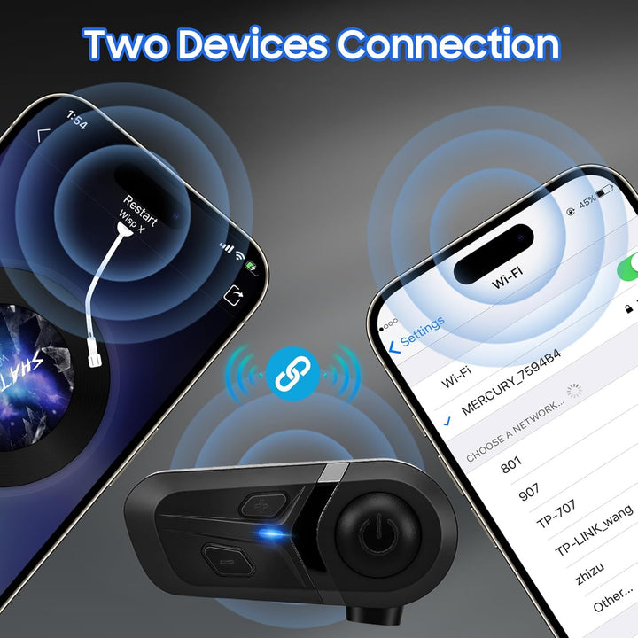 Motorrad Bluetooth Headset, Motorradhelm Headset mit Sprachassistent, Helm Headset Kommunikationssys
