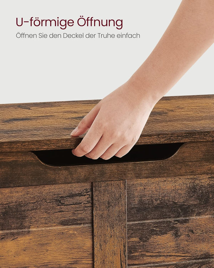 VASAGLE Schuhbank, Sitzbank mit Stauraum, Sitztruhe mit 2 Sicherheitsscharnieren, Aufbewahrungsschra